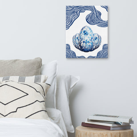 Image of Blue Elegance- Ornate Egg Canvas Print