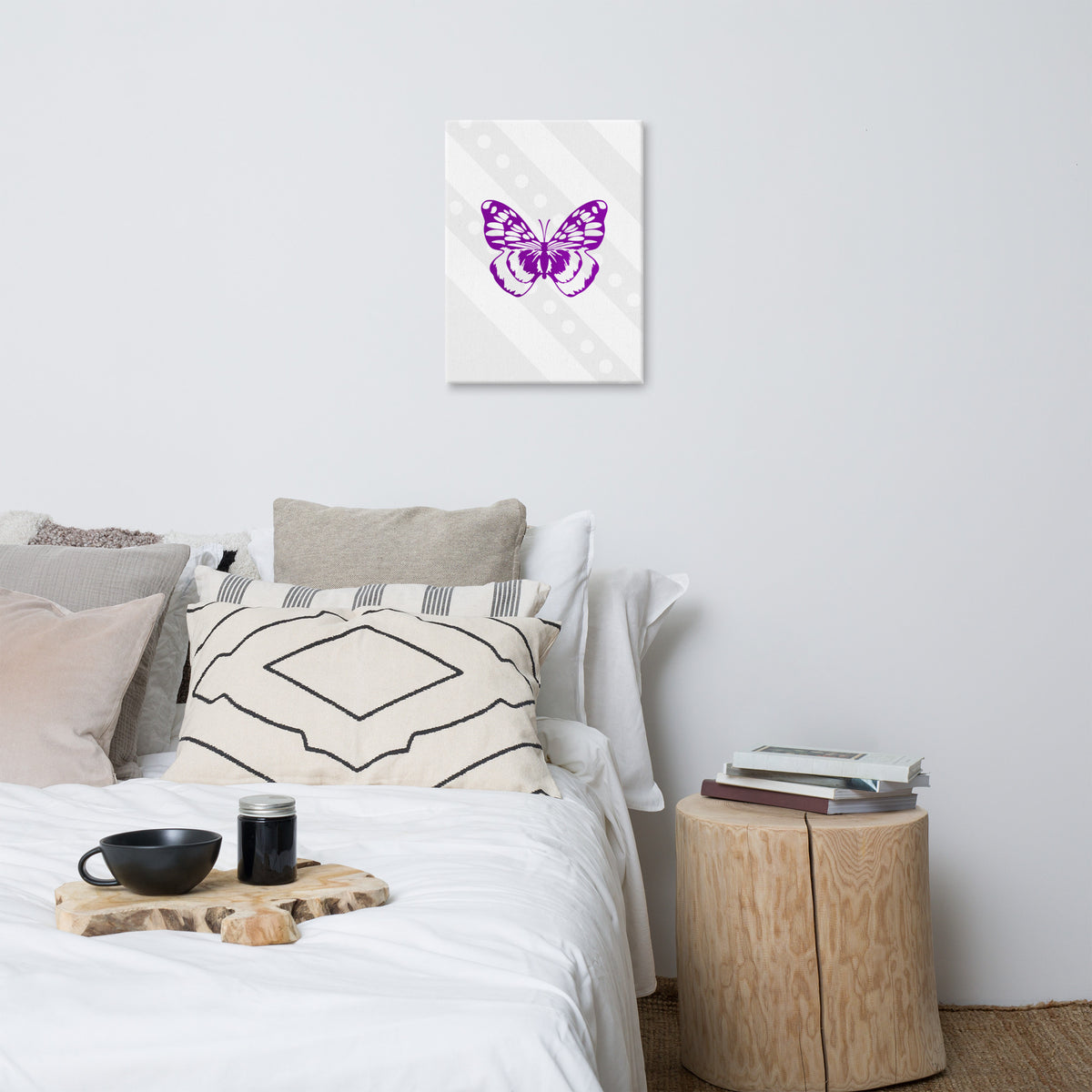 Fluttering Elegance - Purple Butterfly Canvas Art - 18″×24″ - Canvas