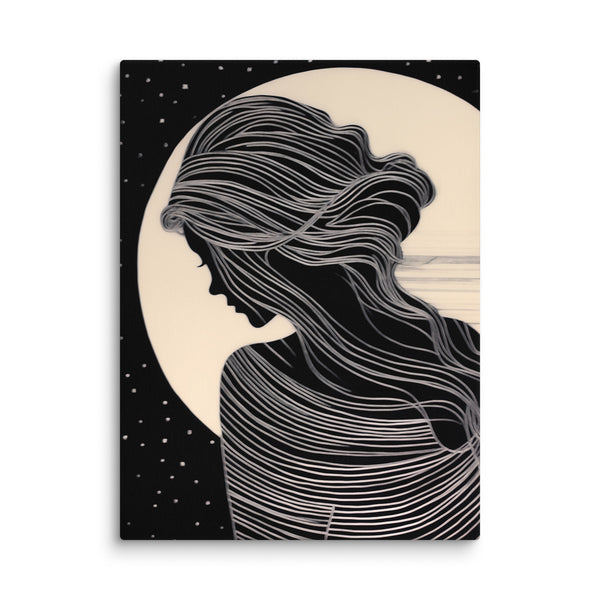 Nocturnal Grace - Woman in the Moon - 18″×24″ -