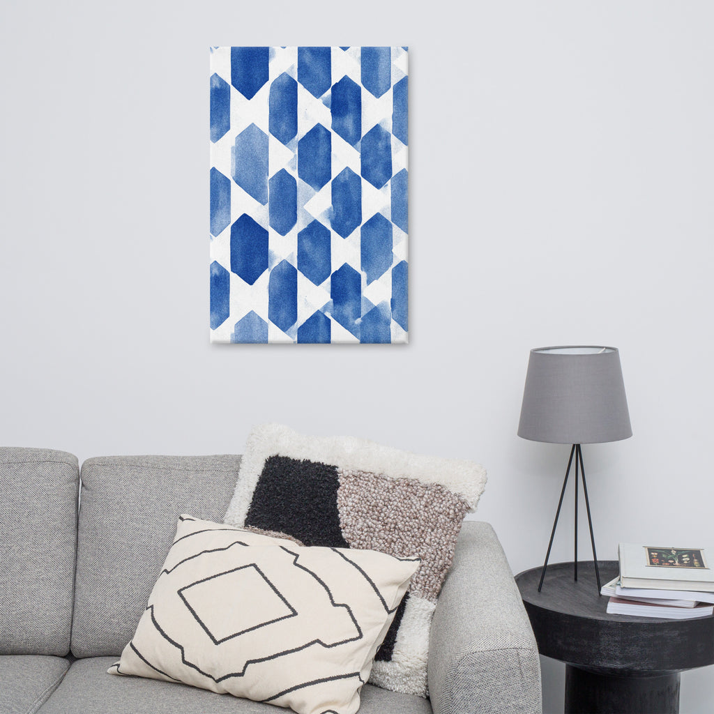 Ethereal Geometry - Blue Watercolor Elegance - 24″×36″ - Canvas Prints