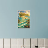 Island Paradise Beach Scene Art Print - Wood frame 40x60 cm 16x24″ - Wooden Framed Posters