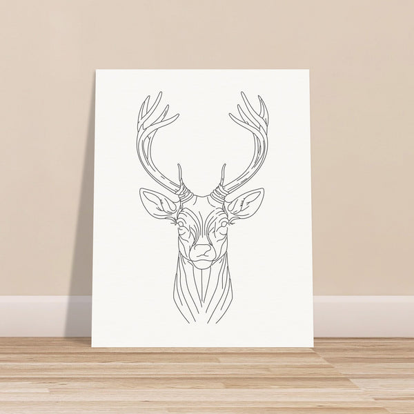 Majestic Stag - Fine Line Elegance - - Posters