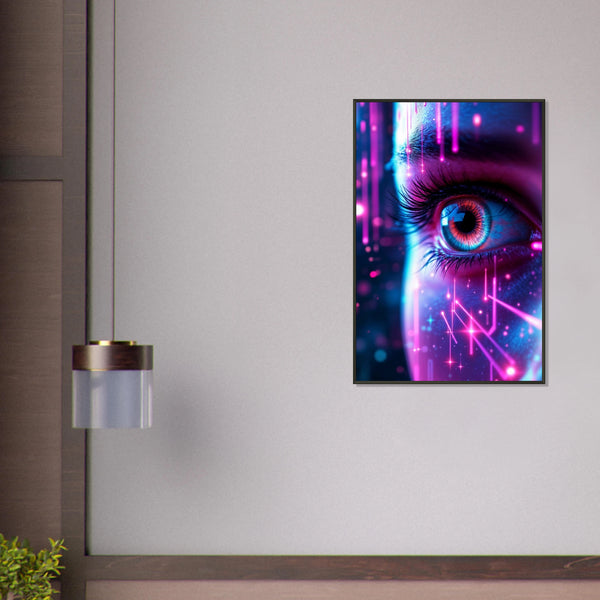 Cyber Gaze - Neon Vision Framed Art - 60x90 cm 24x36″ - Metal Framed Posters