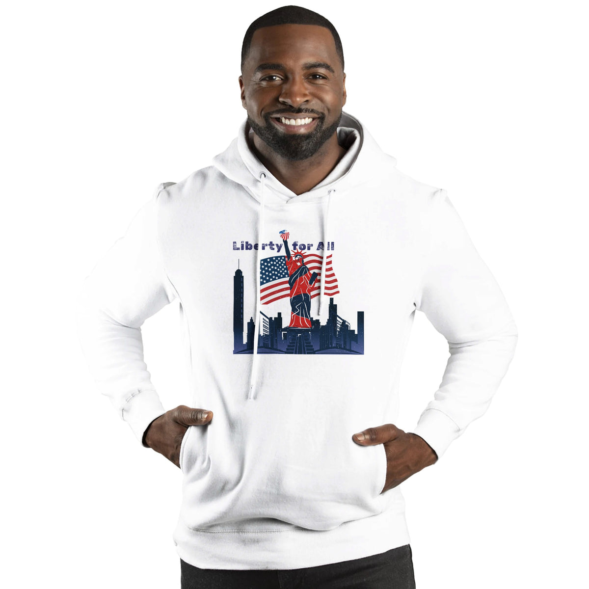 Liberty for All - Bold and Proud - White - Pullover Hoodies