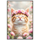 Blissful Bloom - Kitten with Flower Crown Framed Print - - Metal Framed Posters