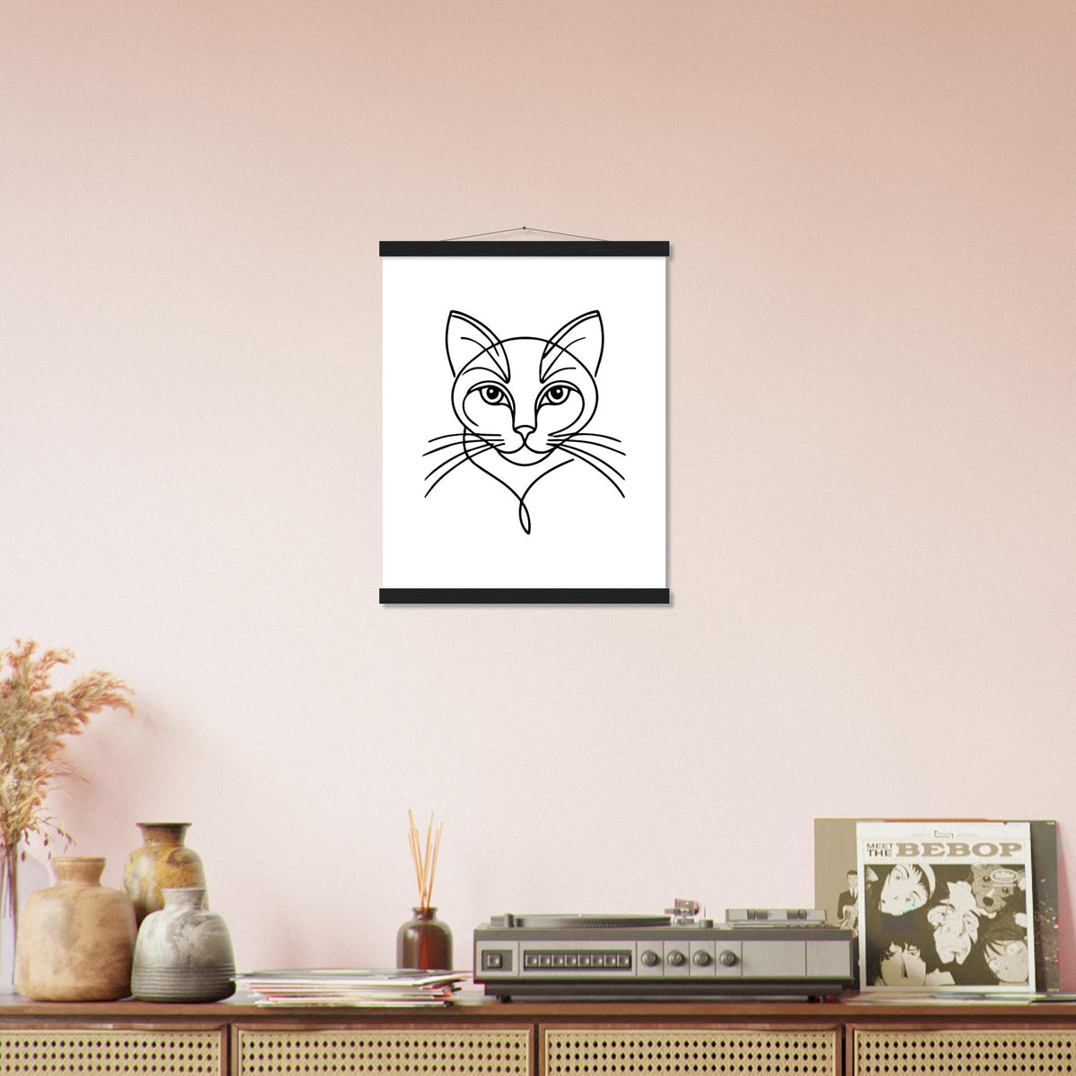 Cat's Gaze - Contemporary Line Art Poster - - Posters With Hanger