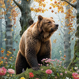 Nature's Guardian - Bear and Blossoms - - Framed Posters