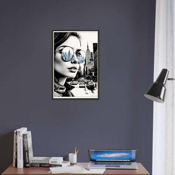 City Dreams Through Her Eyes – AI Art New York - 40x60 cm 16x24″ - Framed Posters