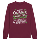 Lucky to Have You Colleague Long-sleeve Tee - Maroon - Long Sleeves T-shirts