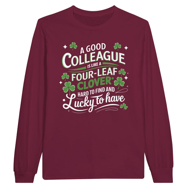 Lucky to Have You Colleague Long-sleeve Tee - Maroon - Long Sleeves T-shirts