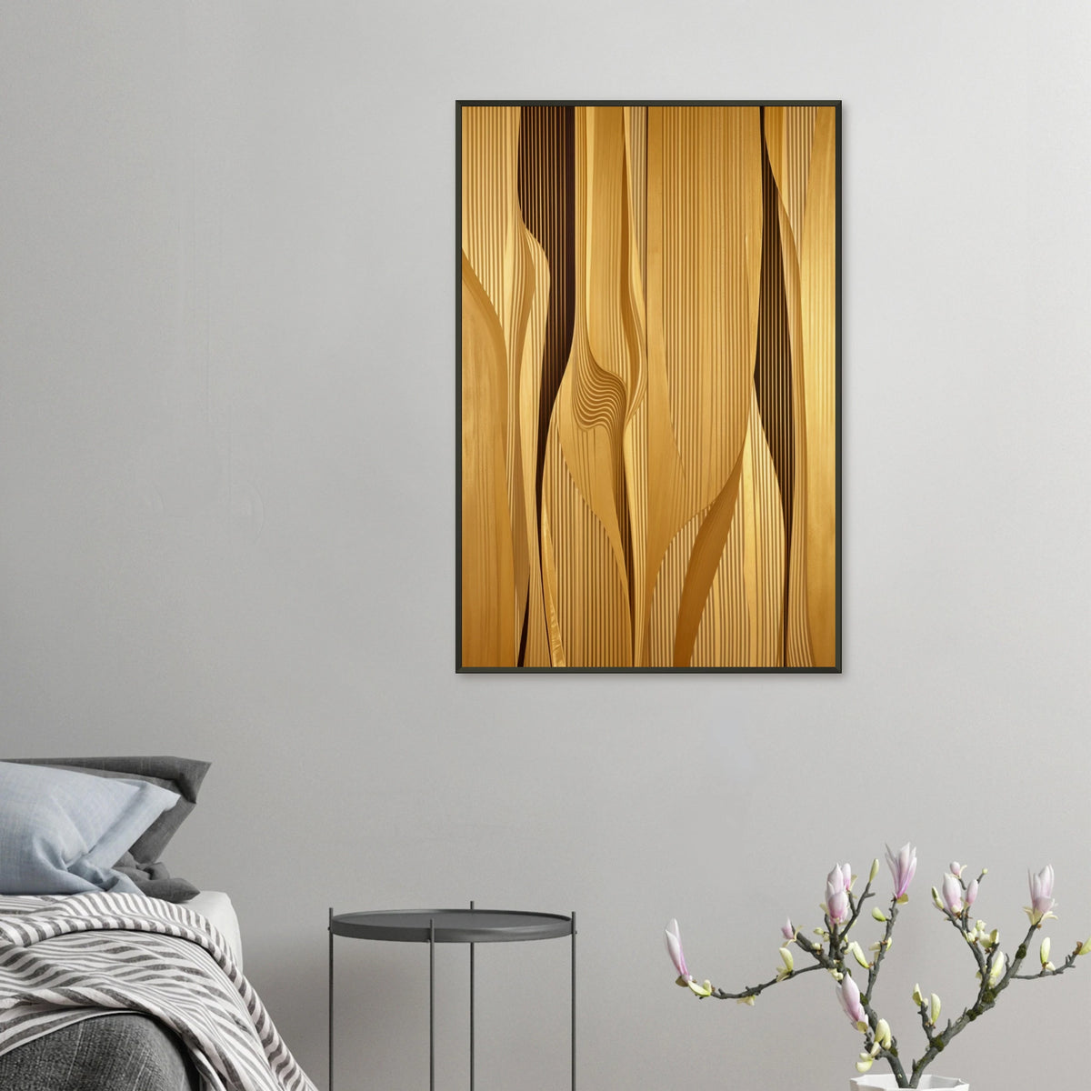 Golden Flow - Abstract Texture Framed Poster - 60x90 cm 24x36″ - Metal Framed Posters