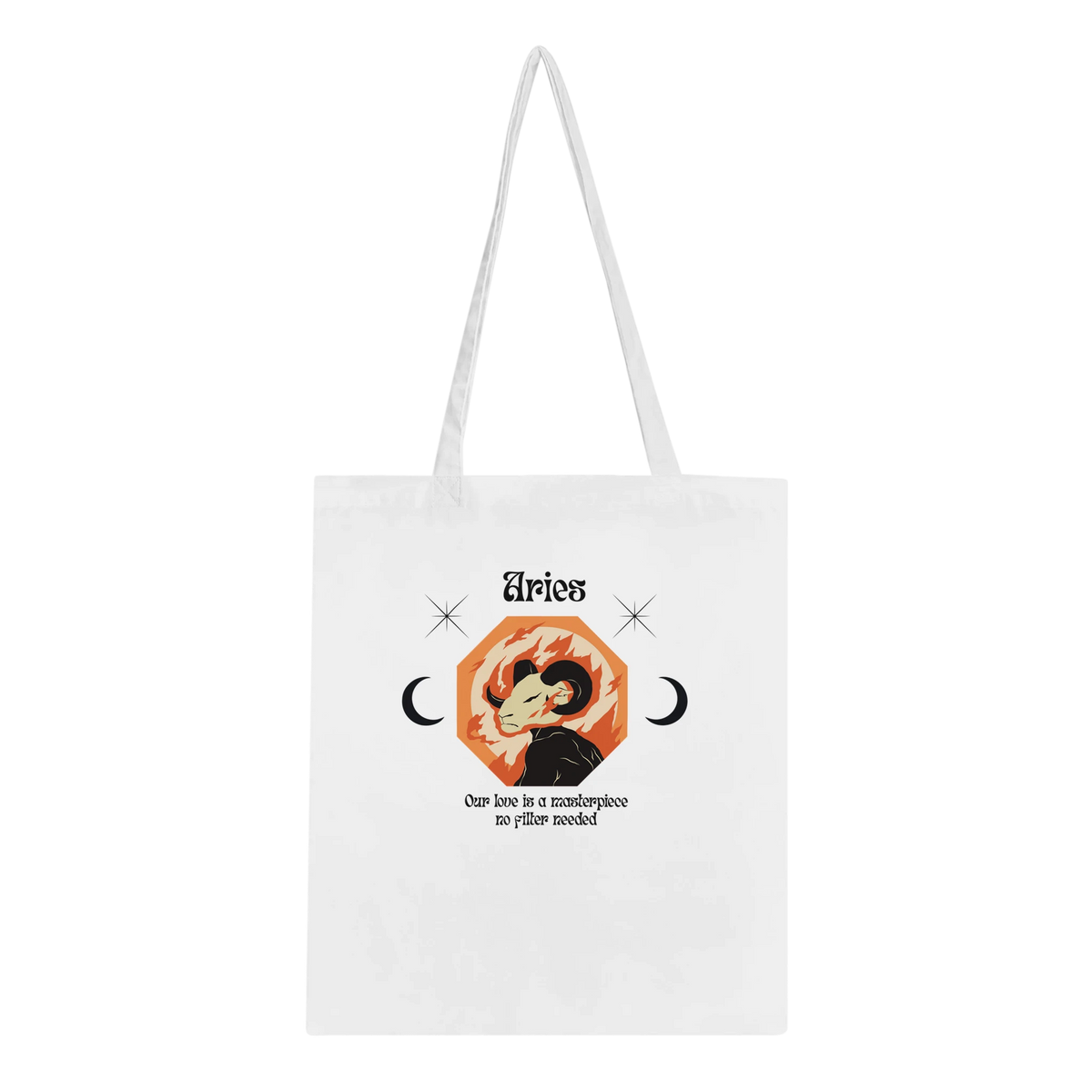 Astrology-Inspired Cotton Tote – Gift for Star Lovers - Aries - Tote Bags