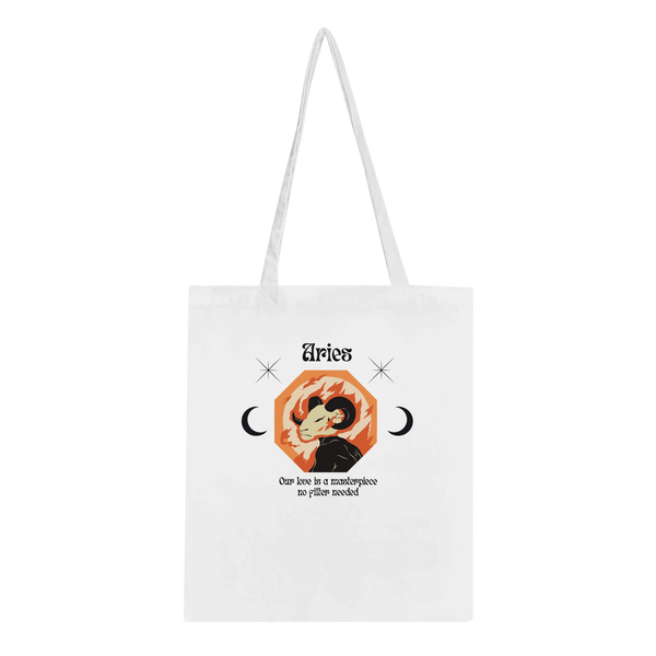 Astrology-Inspired Cotton Tote – Gift for Star Lovers - Aries - Tote Bags