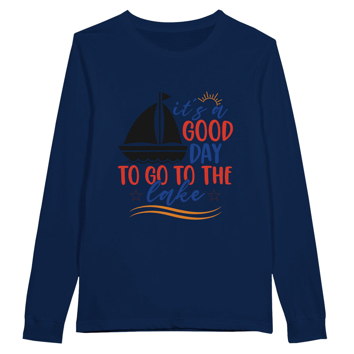 Lake Day Bliss - Good Day to Go to the Lake Longsleeve Tee - Navy - Print Material