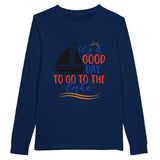 Lake Day Bliss - Good Day to Go to the Lake Longsleeve Tee - Navy - Print Material