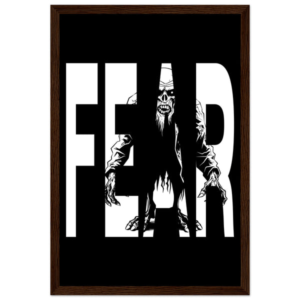 Embrace Fear - Bold Horror Art - 30x45 cm 12x18″ Dark wood frame - Wooden Framed Posters