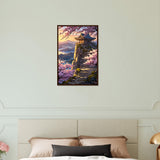 Spring Vista - Temple & Blossoms Wall Art - Dark wood frame 40x60 cm 16x24″ - Wooden Framed Posters