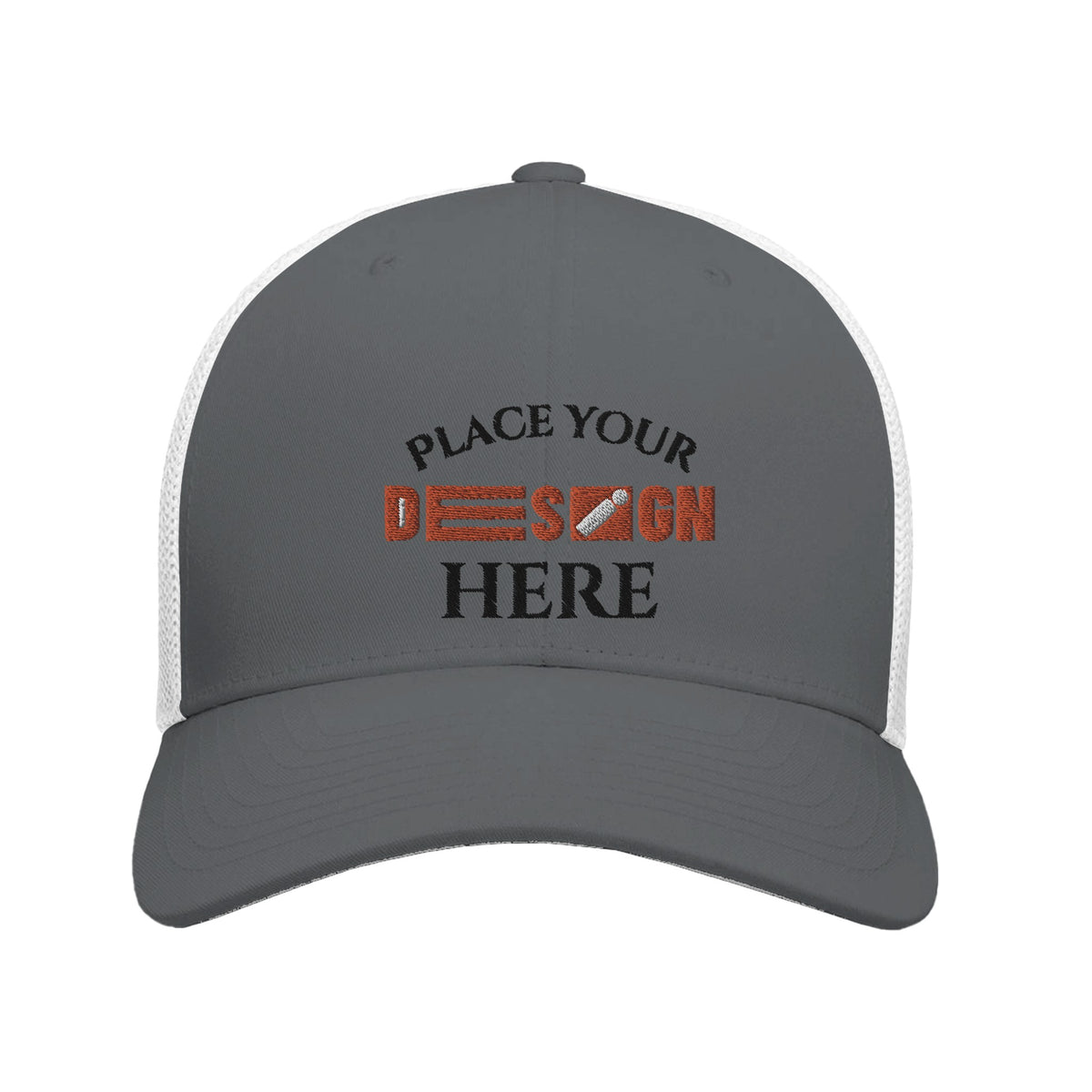 Breathe Easy with Our Premium Customizable Trucker Cap - charcoal white - Caps