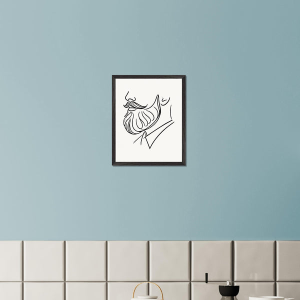 Beard and Bow - A Minimalist Tribute to Style - 40x50 cm 16x20″ Black frame - Wooden Framed Posters