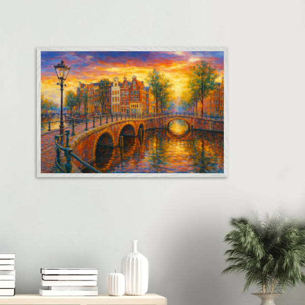 Amsterdam Bridge AI Masterpiece Poster – Gift of Memory - - Wooden Framed Posters