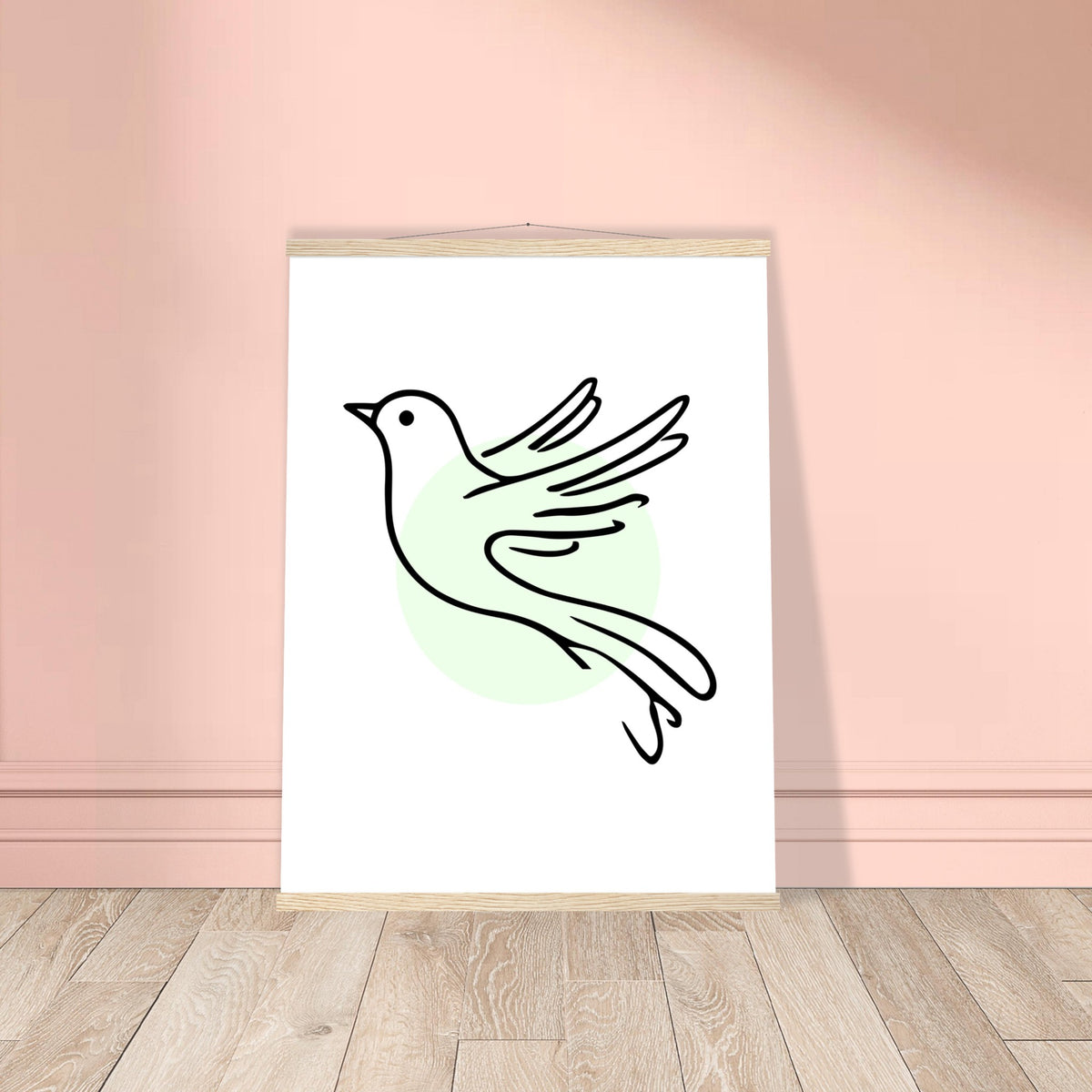 Serene Wings - Bird Art Poster with Magnetic Wooden Hanger - 60x80 cm 24x32″ Natural wood wall hanger - Posters With Hanger