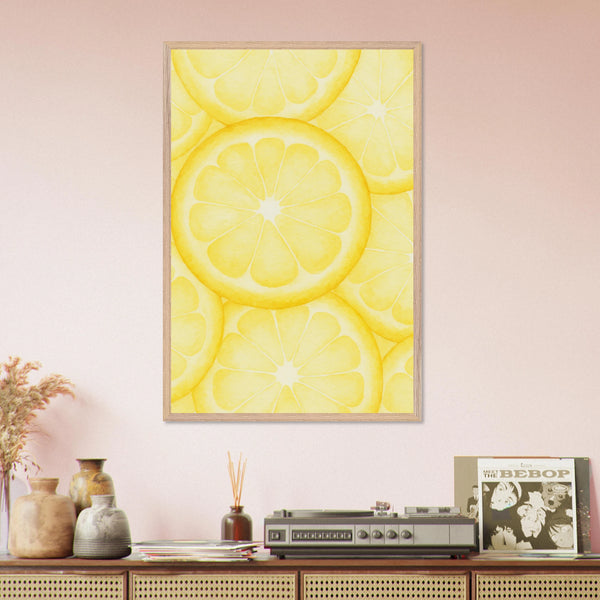 Bright Lemon Wooden Framed Poster for Gifting - Wood frame - Wooden Framed Posters