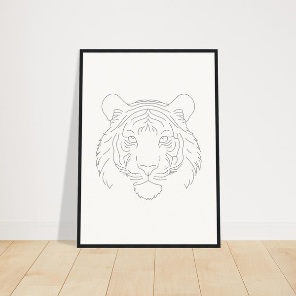 Majestic Lines - The Tiger's Gaze - 50x70 cm 20x28″ Black frame - Wooden Framed Posters