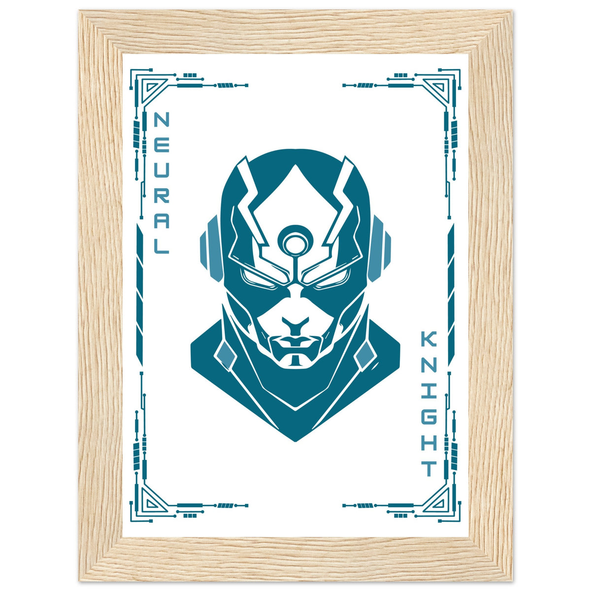 Transform Your Space - "Proton, Neural, Quantum Knights" Poster Set - 13x18 cm 5x7″ Wood frame Neural Knight - Wooden Framed Posters