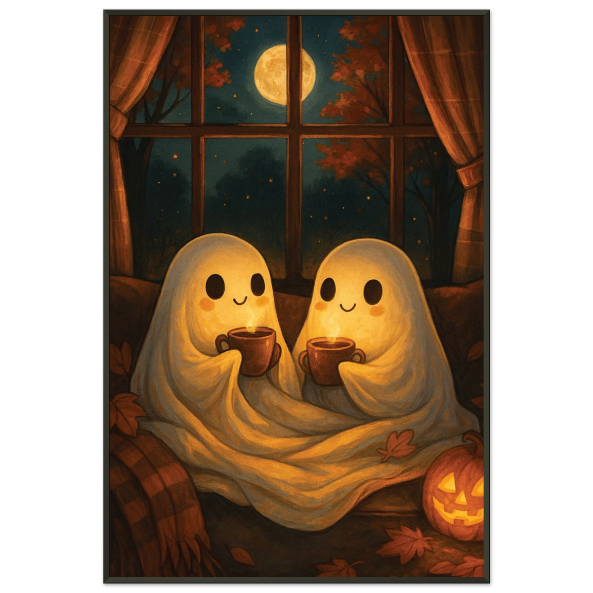 Gift Cozy Halloween – Cozy Ghosts Metal Framed Poster - Default Title - Metal Framed Posters