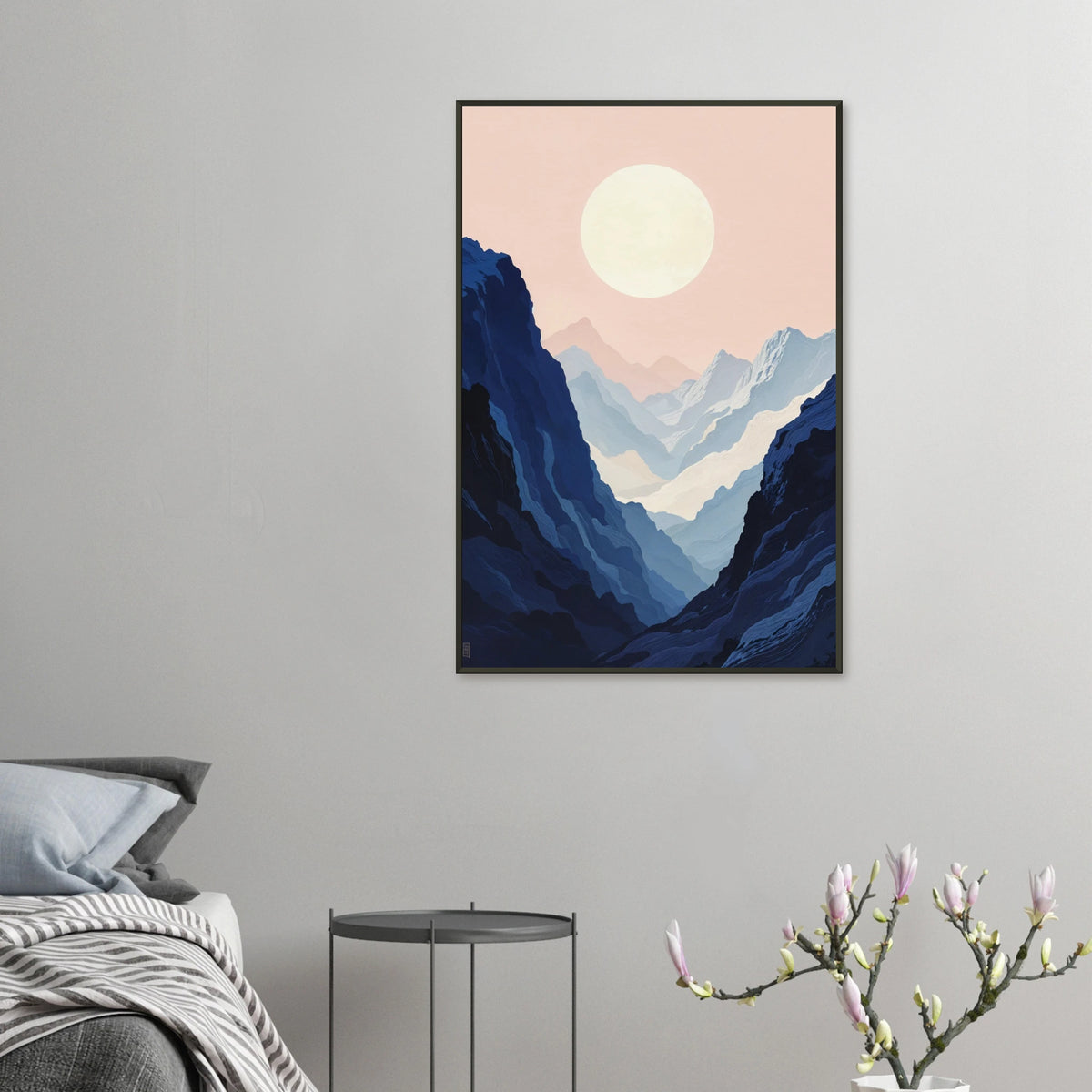 Mountain Serenity - Minimalist Landscape Framed Poster - 60x90 cm 24x36″ - Metal Framed Posters