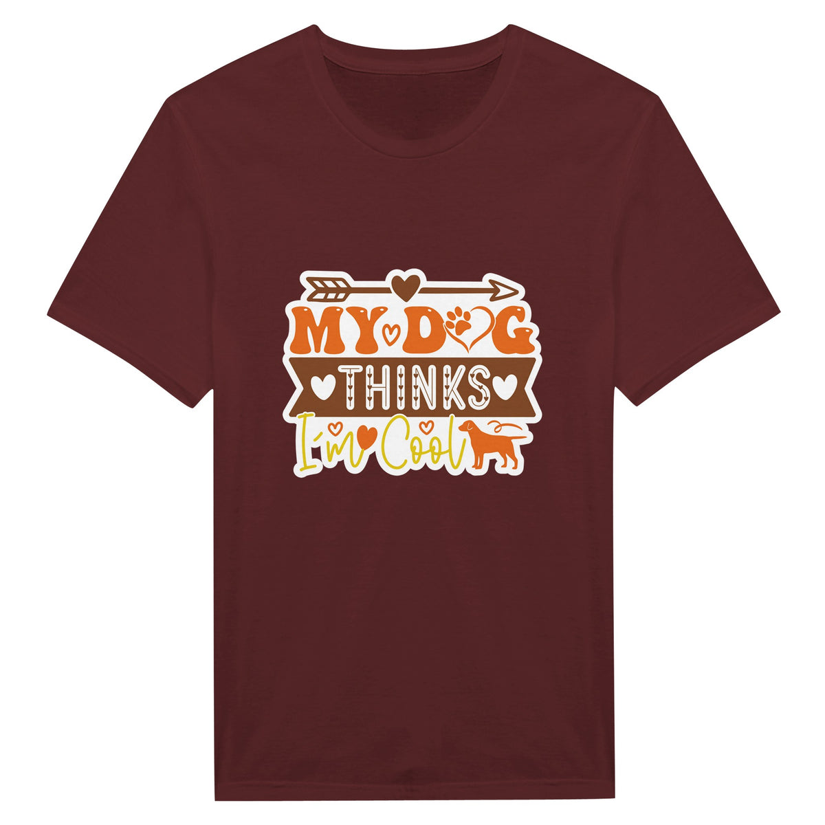 Pawsitively Cool – My Dog Thinks I'm Cool Tee - Heather Maroon - Print Material