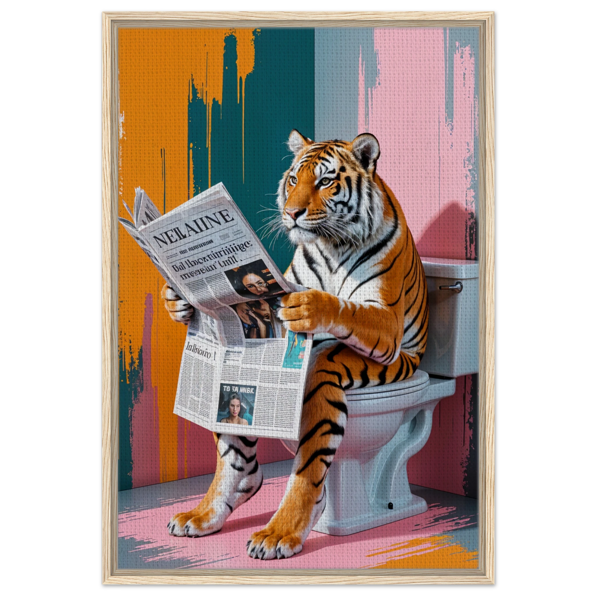 Gift Humor – Pop Art Tiger Framed Canvas - - Canvas