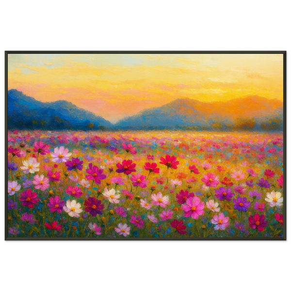 Sunset Wildflowers – Framed Art Gift for Nature Lovers - - Metal Framed Posters