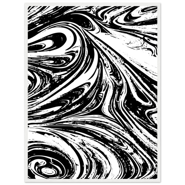 Black & White Swirl - Premium Matte Framed Poster - 60x80 cm 24x32″ White frame - Metal Framed Posters