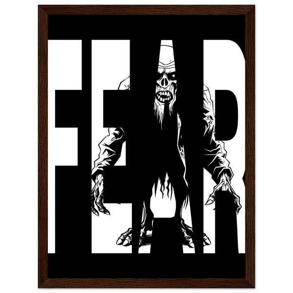 Embrace Fear - Bold Horror Art - 30x40 cm 12x16″ Dark wood frame - Wooden Framed Posters