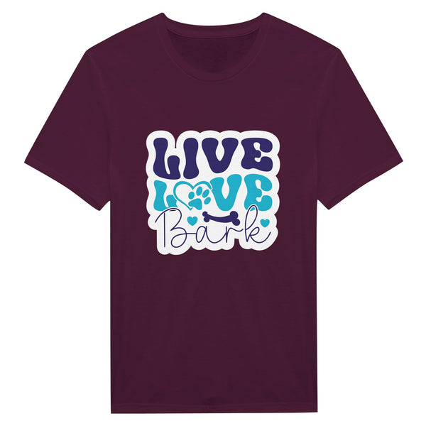 Live, Love, Bark - Wearable Wisdom for the Heart - Maroon - Print Material