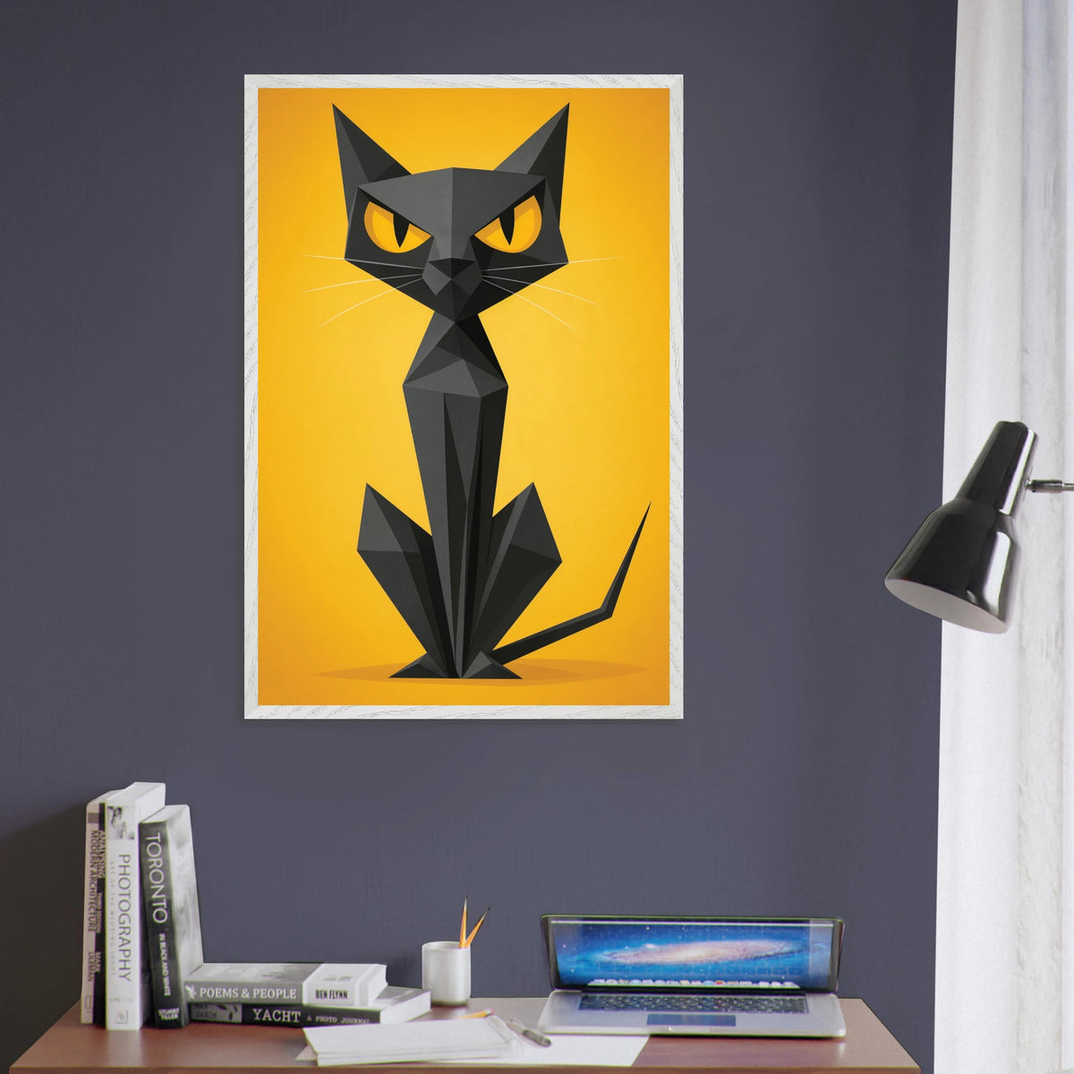 Abstract Cat Wooden Frame – Perfect Gift for Home Decor - - Wooden Framed Posters