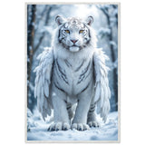 Frosted Elegance - Mythical White Tiger Framed Poster - - Framed Posters