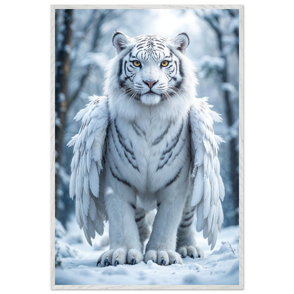 Frosted Elegance - Mythical White Tiger Framed Poster - - Framed Posters