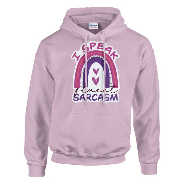 Fluent in Sarcasm - Heavyweight Cotton Hoodie - Light Pink - Hoodies