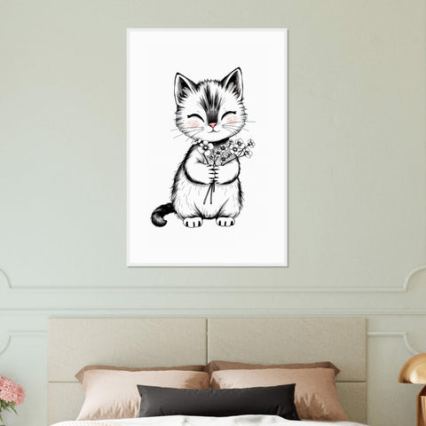 Image of Purrfect Gift - Kitten with Flowers Framed Print