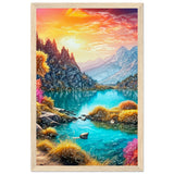 Mountain Serenity - Tranquil Landscape Art - 28x43 cm XL (11x17″) Wood frame - Wooden Framed Poster