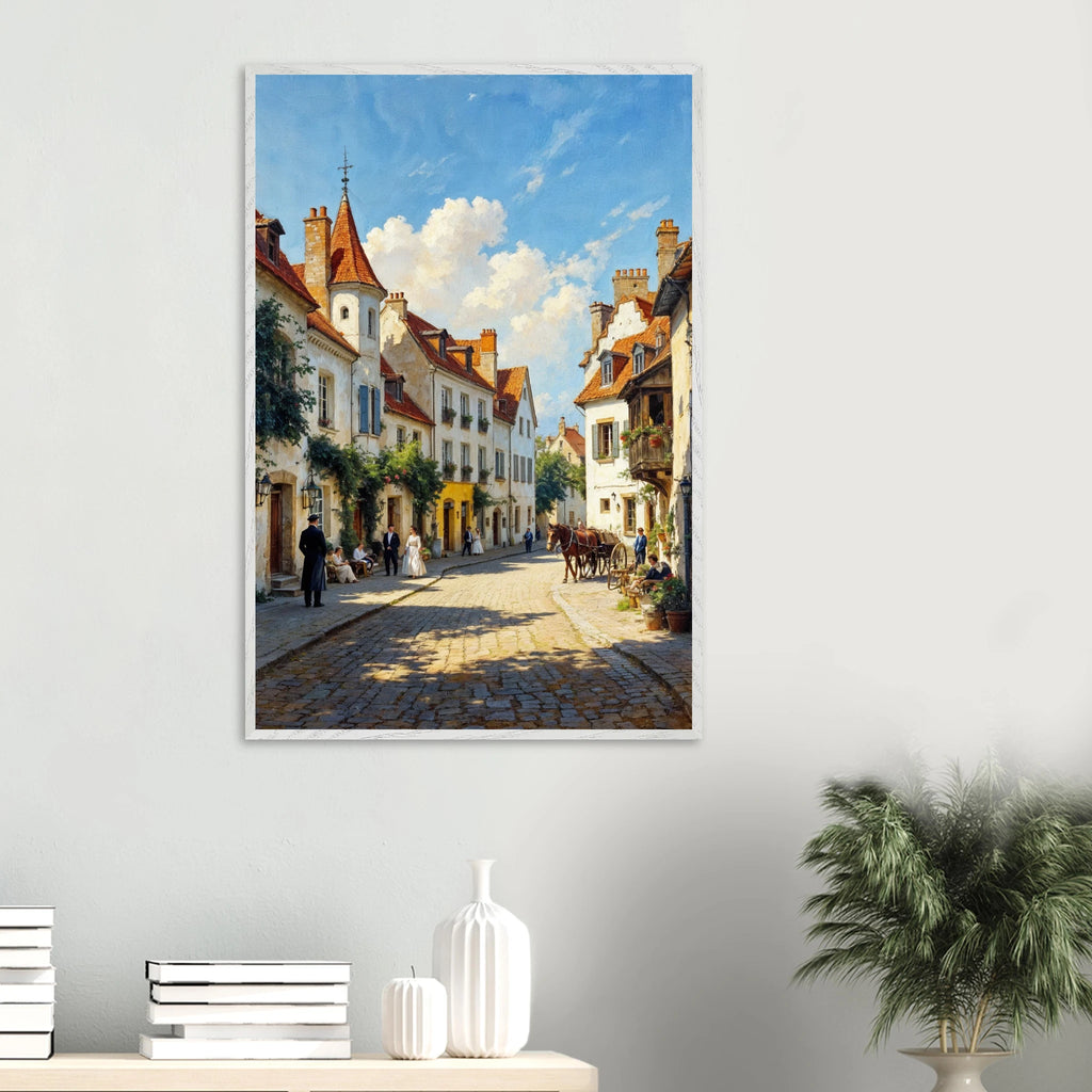 Streets of Nostalgia – Wall Art Gift for Home Lovers - White frame - Wooden Framed Posters
