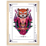 Artistry Unleashed - Warrior, Sacred Bull, and Tiger Spirit - A4 21x29.7 cm 8x12″ Wood frame Tiger Spirit - Wooden Framed Posters