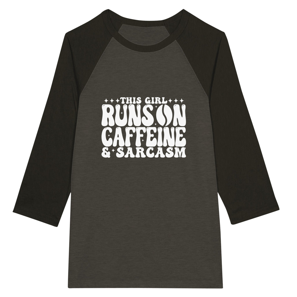 Caffeine & Sarcasm Raglan - For the Bold and Witty - Black Heather Black - T-shirts