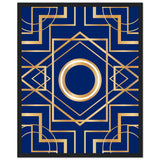 Art Deco Elegance - Blue & Gold Geometric Framed Print - 40x50 cm 16x20″ Black frame - Wooden Framed Posters