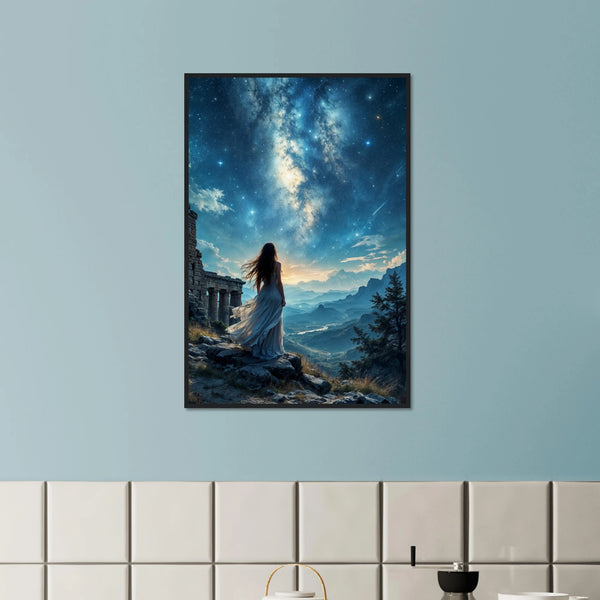 Celestial Serenity Framed Poster – Gift for Women - Black frame - Wooden Framed Posters