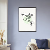 Grace in Flight - Bird Line Art Wooden Framed Poster - 50x70 cm 20x28″ Black frame - Wooden Framed Posters