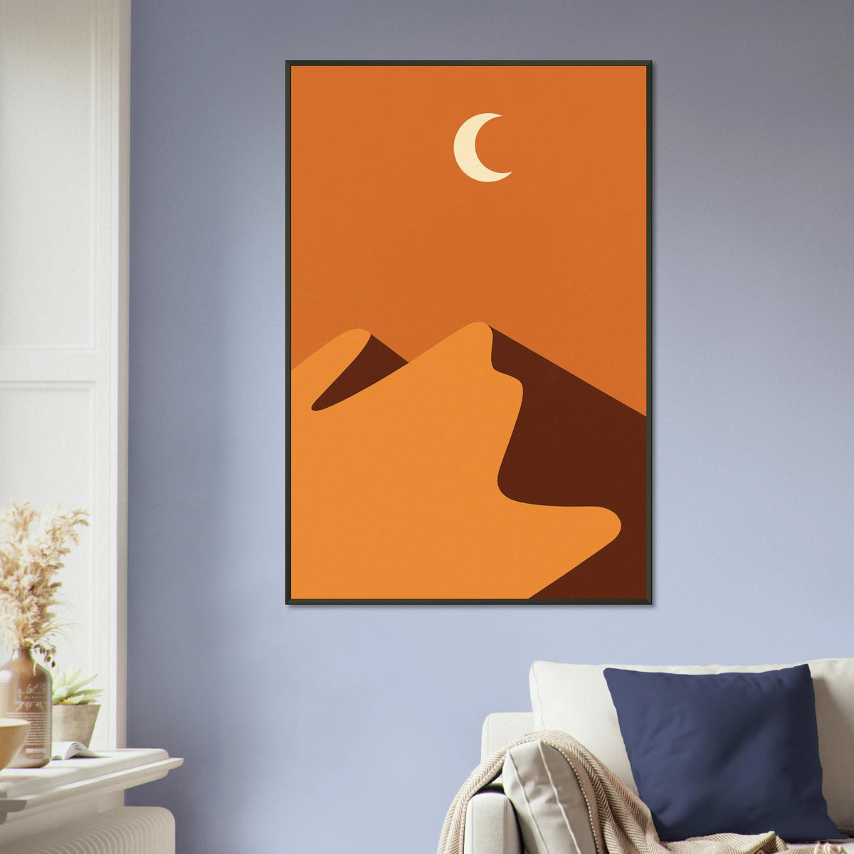 Desert Moon – Minimalist Metal Framed Poster Gift - - Metal Framed Posters