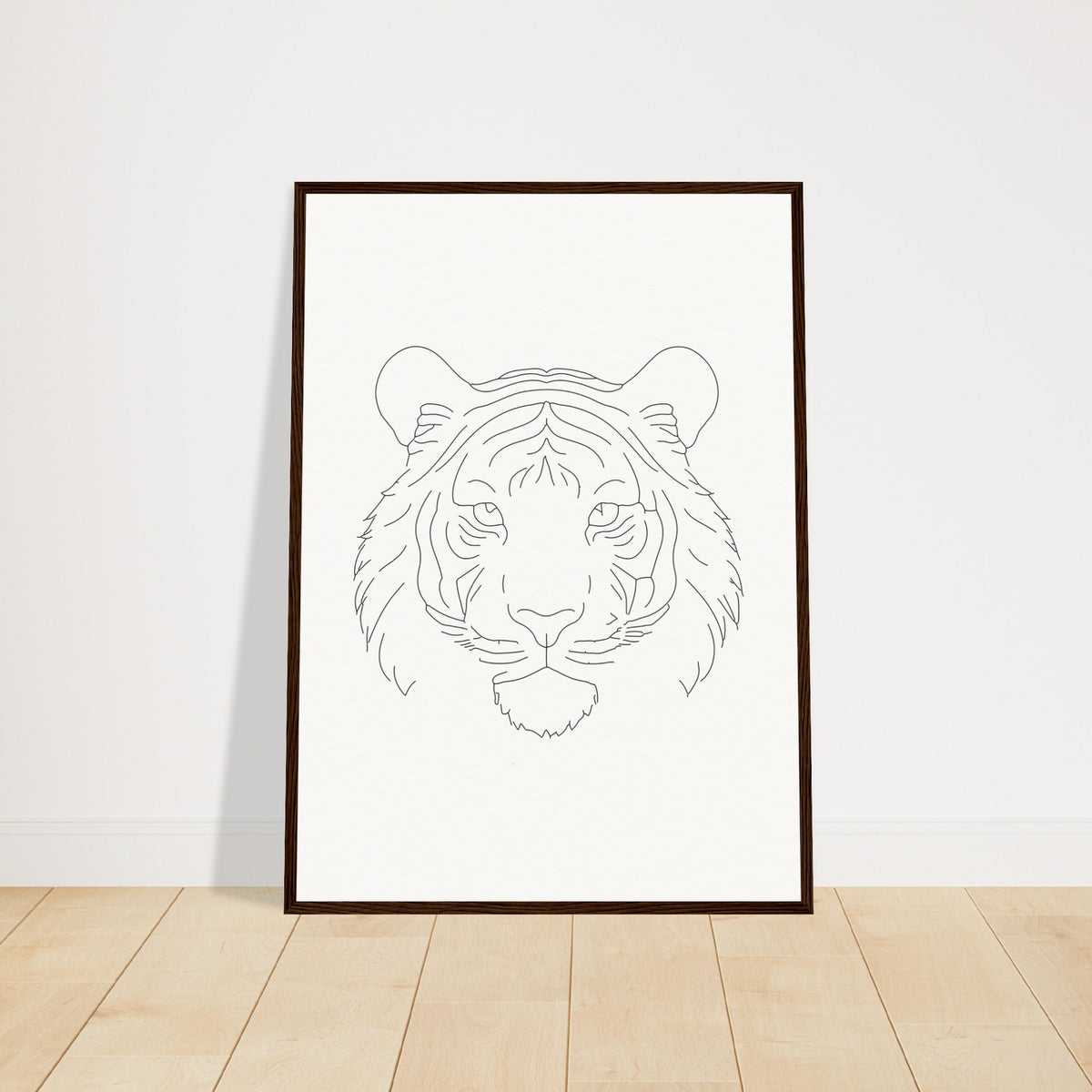 Majestic Lines - The Tiger's Gaze - 50x70 cm 20x28″ Dark wood frame - Wooden Framed Posters